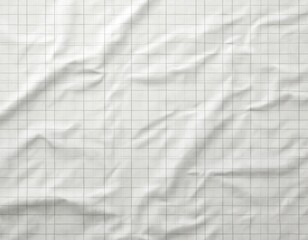 High-resolution white uncoated checkered graph paper scan with weathered wrinkled old thin textbook paper with gray. Copy space for text for presentation wallpaper.