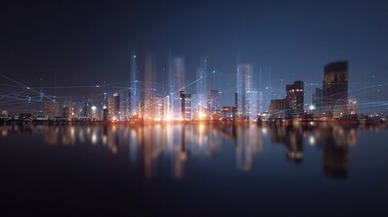 Fototapeta premium Vivid Digital Blueprint of a Smart City in Futuristic Landscape