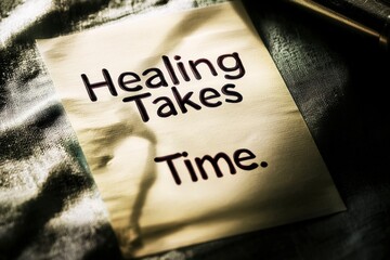 Motivational Sticky Note on Therapist Desk with Soft Lighting