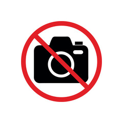 No Photography Symbol With Red Circle And Black Camera Indicating Prohibition Of Taking Pictures In Specific Areas Vector