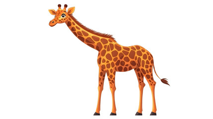 Fototapeta premium Cartoon giraffe with long neck, isolated on white background
