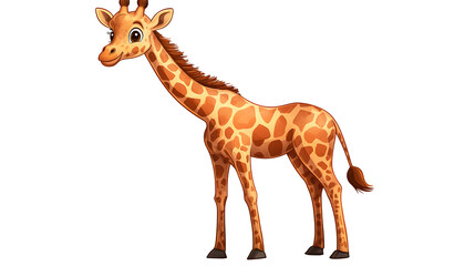 Fototapeta premium Cartoon giraffe with long neck, isolated on white background