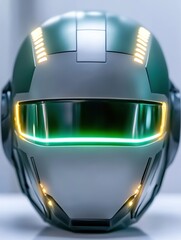 Fototapeta premium Futuristic helmet with neon lights and visor