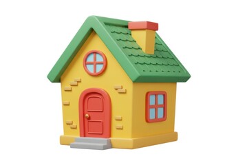 Cute cartoon house illustration isolated on white render isolated on white background