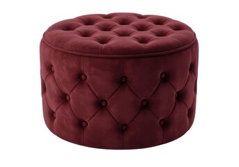 Round velvet ottoman furniture accent for living room decor isolated on white background