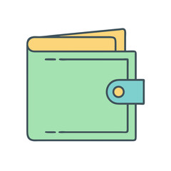Simple Vector Illustration of a Classic Green and Yellow Wallet Design