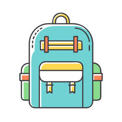 Brightly colored backpack with exterior pockets and straps, a student's favorite