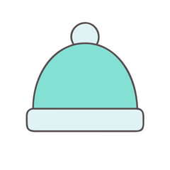 Simple graphic illustration of a warm winter hat with pompom