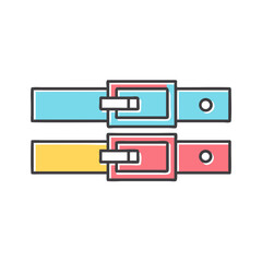 Two belt buckles with different colors and a cartoonish design style