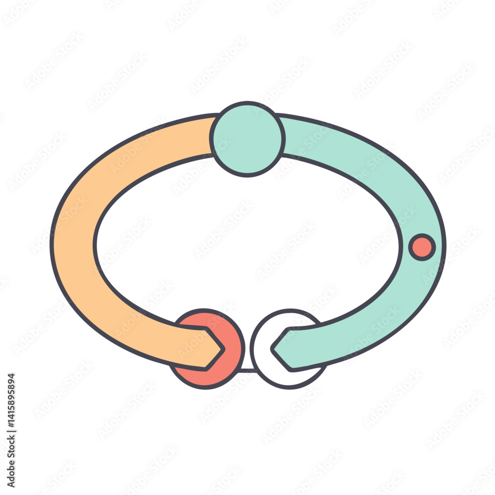 Poster abstract looped diagram with arrow ends and a circular connecting node