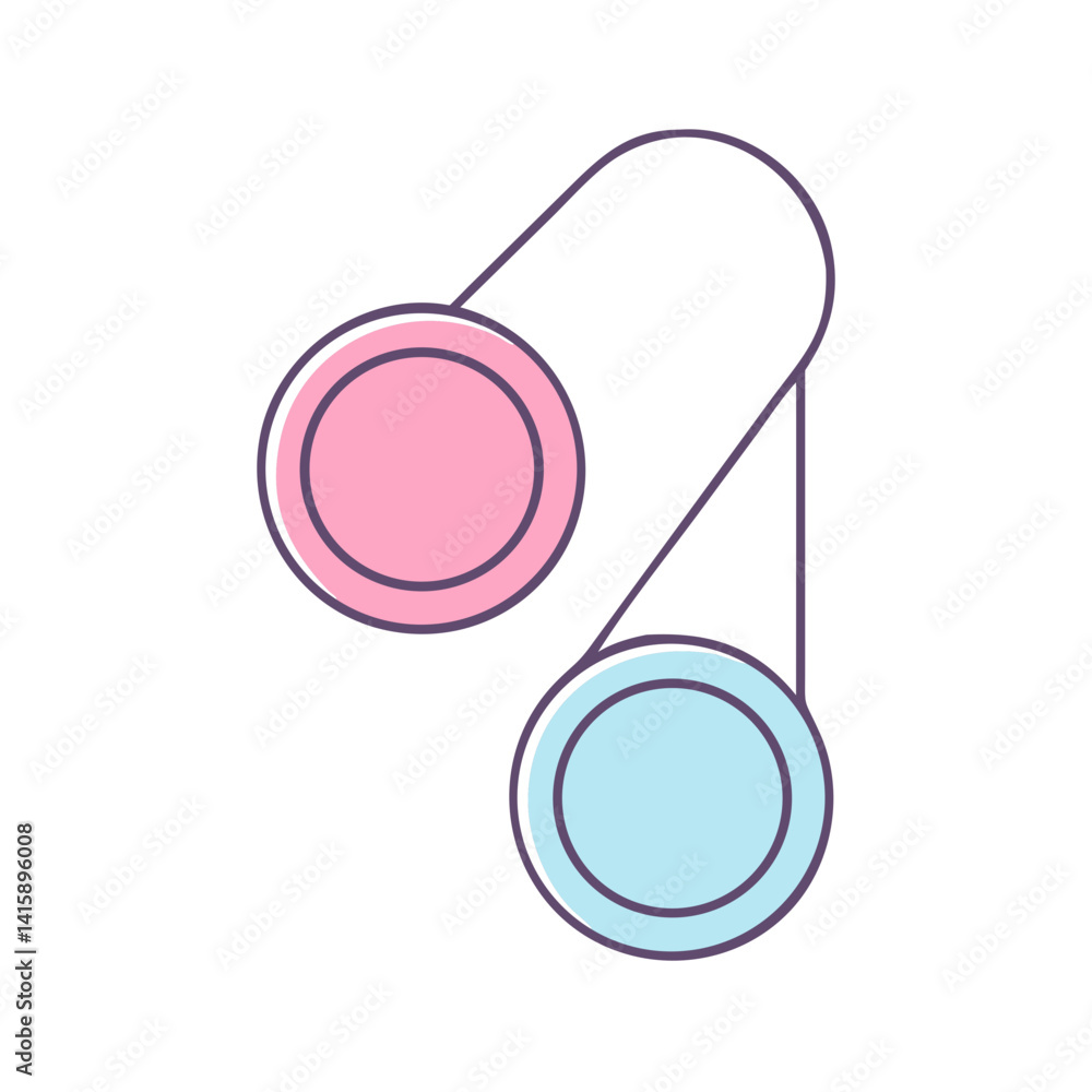 Poster abstract flowchart with pink and blue circles representing different process steps