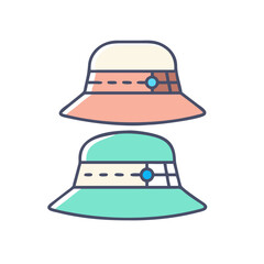 Two stylish sun hats with decorative bands, offering sun protection