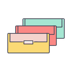 Stack of colorful file folders with rounded corners and cute design