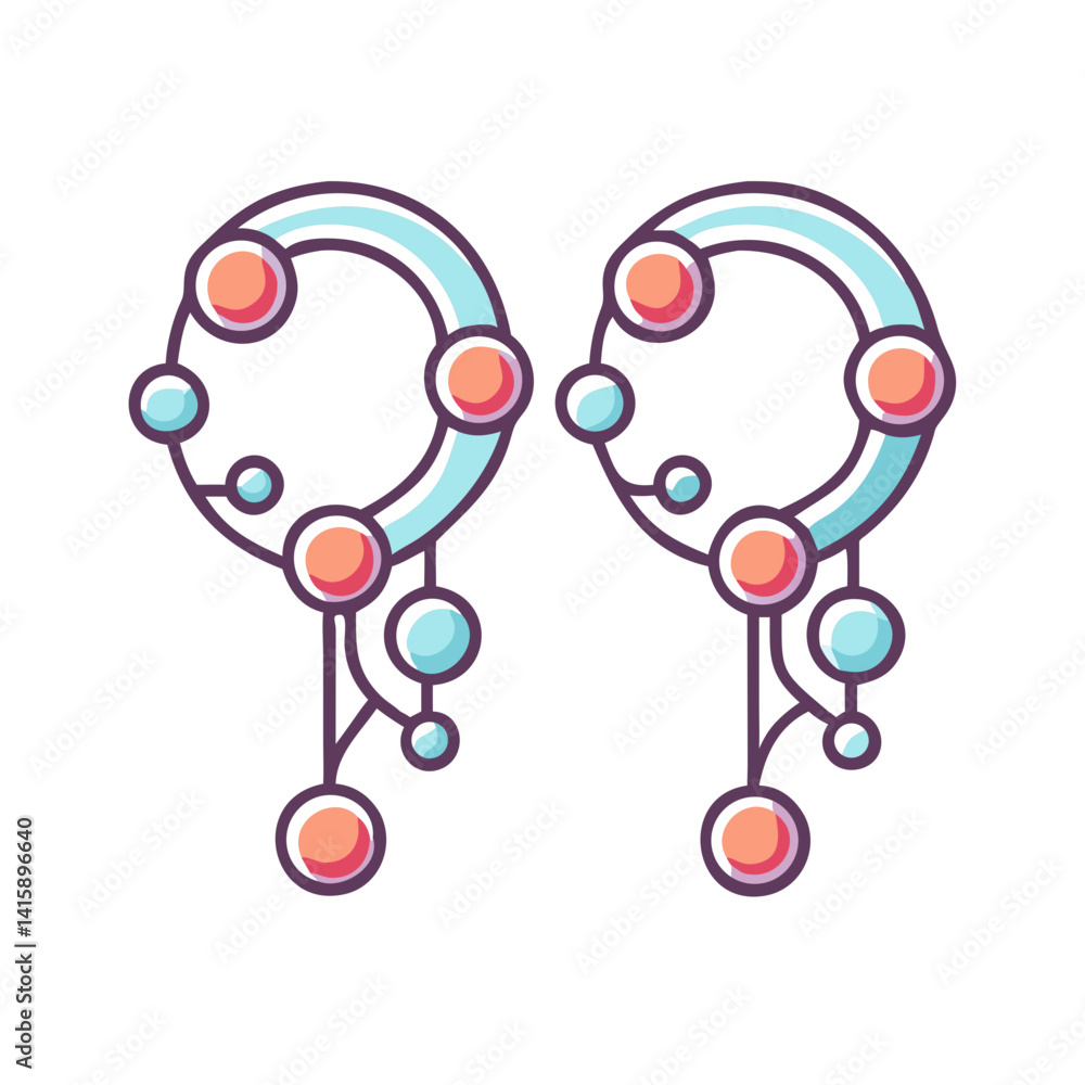 Poster abstract artistic representation of interconnected elements forming circular and linear designs
