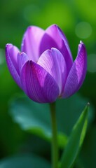 Intricate purple petals, sharply defined, dreamy green backdrop, flora, nature