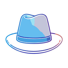 Stylized blue hat with a white band and brim on a white background