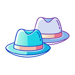 Two stylish fedora hats with contrasting color schemes on a white background