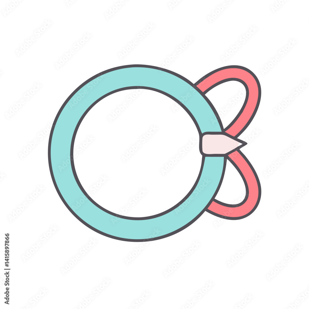 Poster abstract circular logo design with intertwined ribbon element and pastel colors