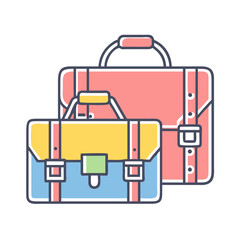 Fototapeta premium Cartoon illustration of two colorful briefcases suitable for business or travel