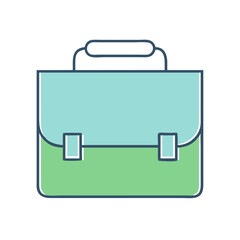 Stylized two tone blue and green briefcase for work or school