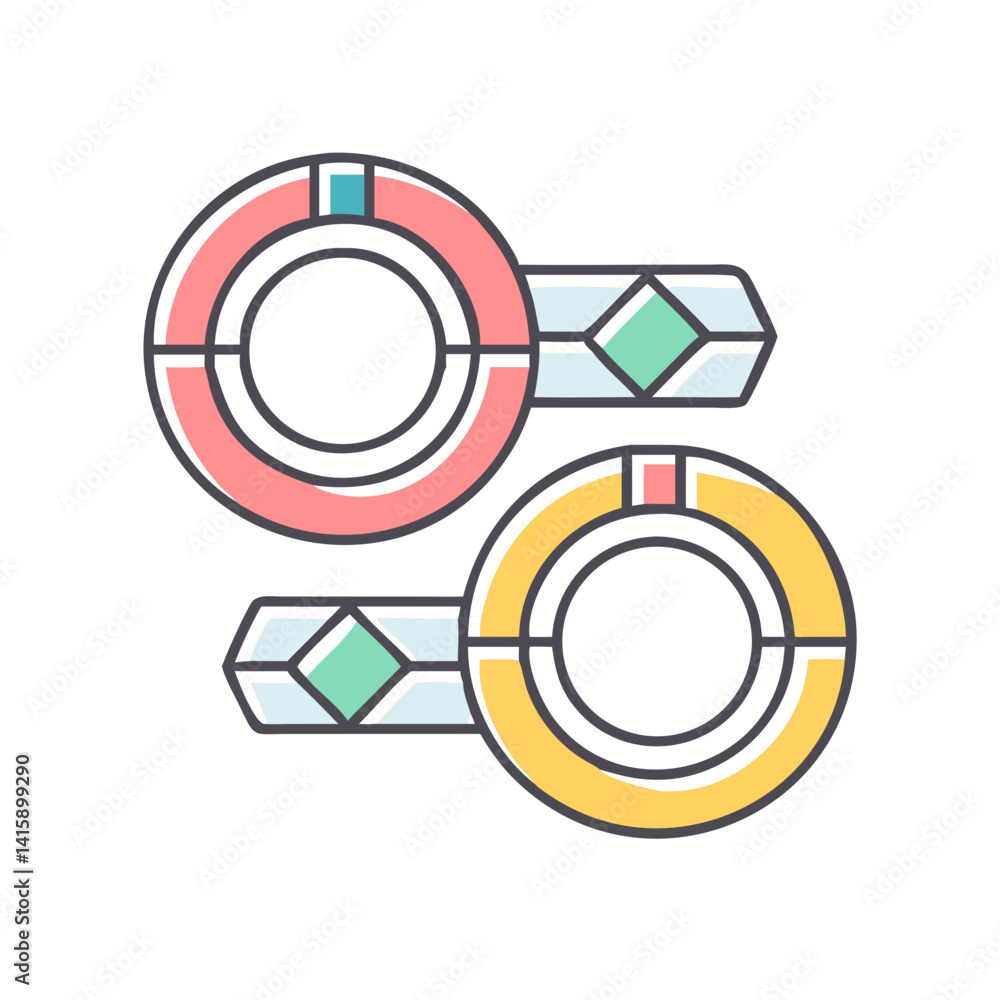 Poster abstract graphic representation of circular data displays and decorative shapes