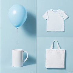 Serene Blue Balloon and Blank Merchandise Mockup
