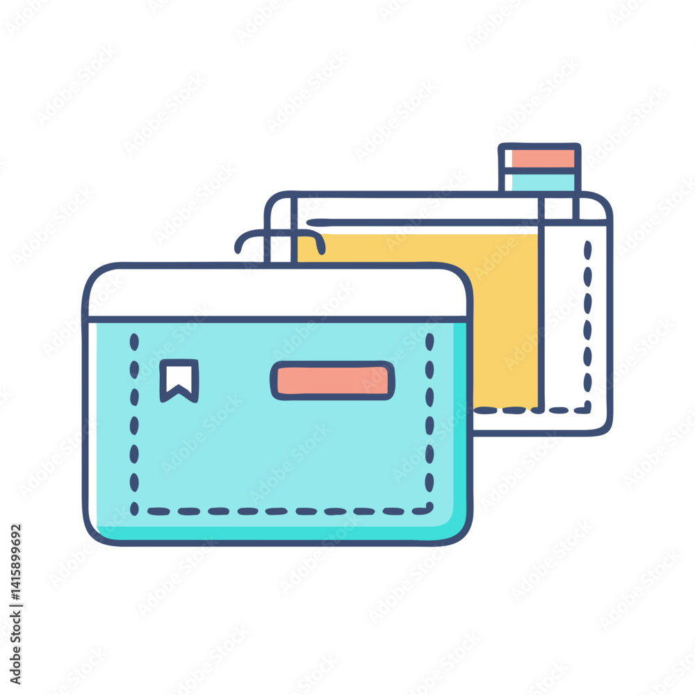 Poster two colorful file folders with a playful design and rounded corners