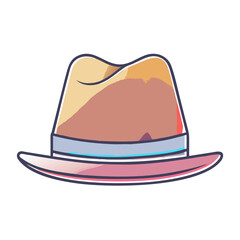 Cartoon illustration of a stylish fedora hat with unique color shading
