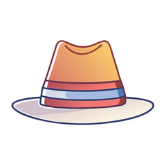 Stylish Cartoon Fedora with Colorful Band Accents and Detailed Outline
