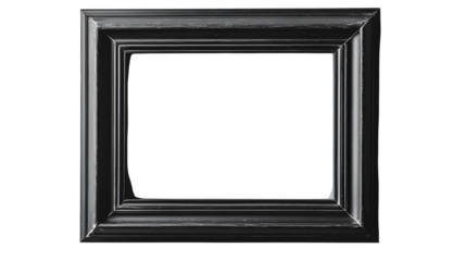 black rectangular picture frame, minimalistic style, isolated on white background