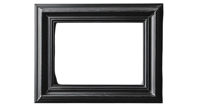 black rectangular picture frame, minimalistic style, isolated on white background