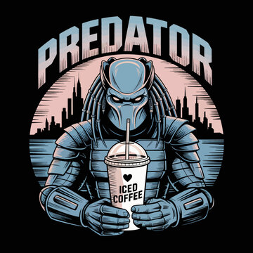 illustration of a Predator drink iced coffee