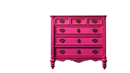 A set of rectangular wooden  magenta  drawers with smooth, clean lines and sturdy handles, offering a classic and functional design isolated on white background or transparent png 