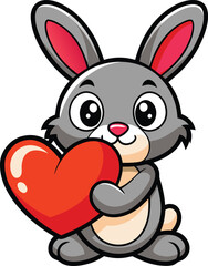 Bunny Holding a Big Heart
