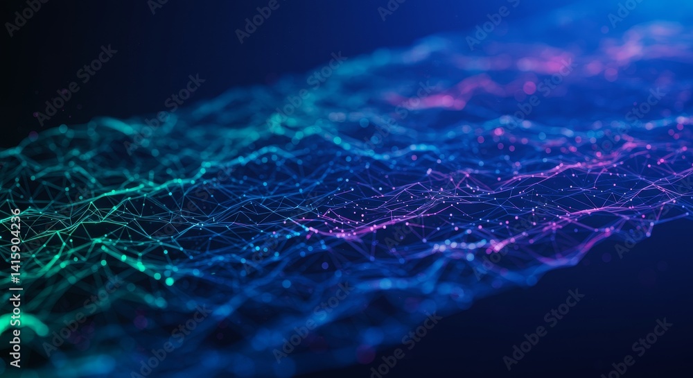 Poster waveform technology abstract - abstract waveform representing innovation, connection, data flow, net