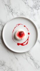 Elegant Creamy Panna Cotta with Strawberry: Minimalist Food Photography