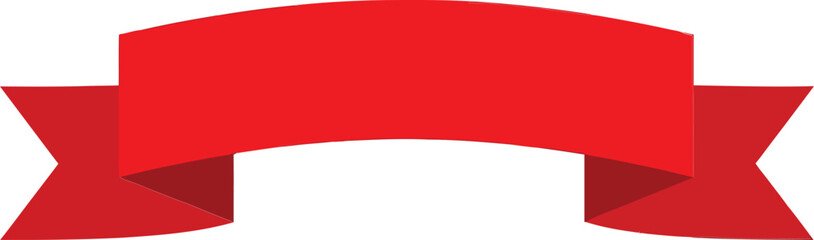 Obraz premium Red ribbon banner with folded ends flat design simple decorative element vector illustration