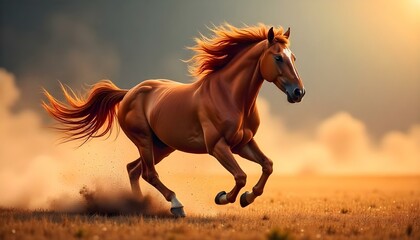 Obraz premium wild stallion, horse running at full speed