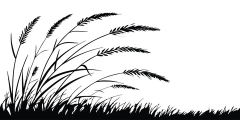 Black silhouette grass line drawing