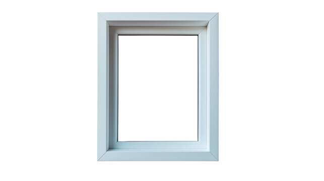 A rectangular glass window within a sturdy  white frame, often made of metal providing clear visibility while offering support and structure isolated on white background or transparent png 