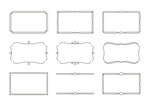This collection presents nine uniquely crafted decorative frames, blending vintage and modern styles to enhance invitations, labels, certificates, or borders with timeless elegance.