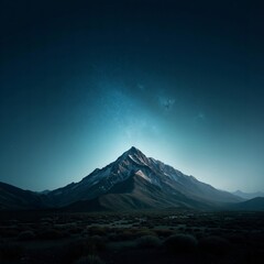 Fototapeta premium A mountain in the middle of a desert under a starry sky