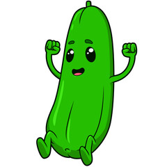 Die Zucchini reckt die Arme hoch und freut sich wie verrückt.
