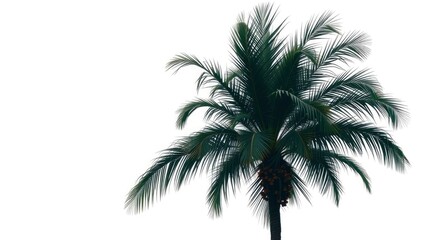 Serene Palm Tree: Lush Green Fronds and Ripe Fruit