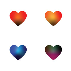 Romantic Gradient Heart Icons. Colorful Vector Love Symbols in Red, Blue, and Multicolor Shades. Ideal for Valentine’s Day, Wedding, and Love-Themed Designs

