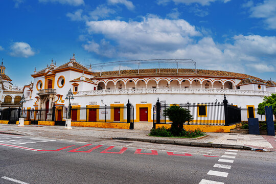 Plaza de Toros de la Real Maestranza de Caballeria de Sevilla. Historic bullring in Seville, Spain, known for its bullfighting festivals.