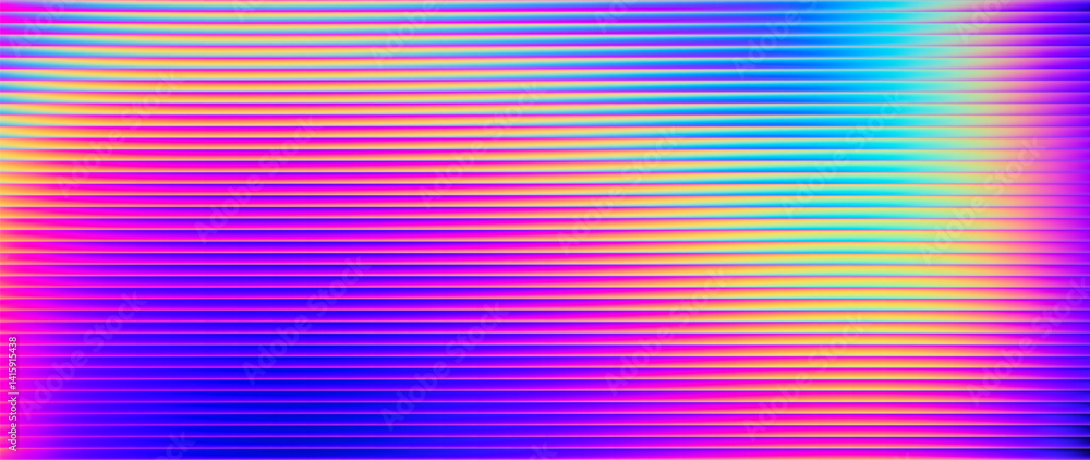 Poster neon ribbed fractal glass texture with vibrant wavy gradient and bright smooth fluted horizontal lin