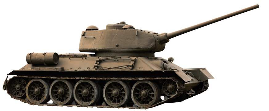 T-34 - Soviet medium tank from World War II. Isolated over white background