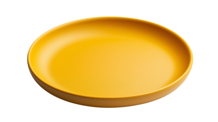 A gold plate with a shiny, metallic finish, exuding elegance and luxury, perfect for upscale dining or decorative display isolated on white background or transparent png 