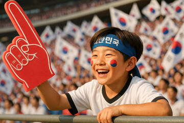 Young South Korea Fan Cheering in Stadium

